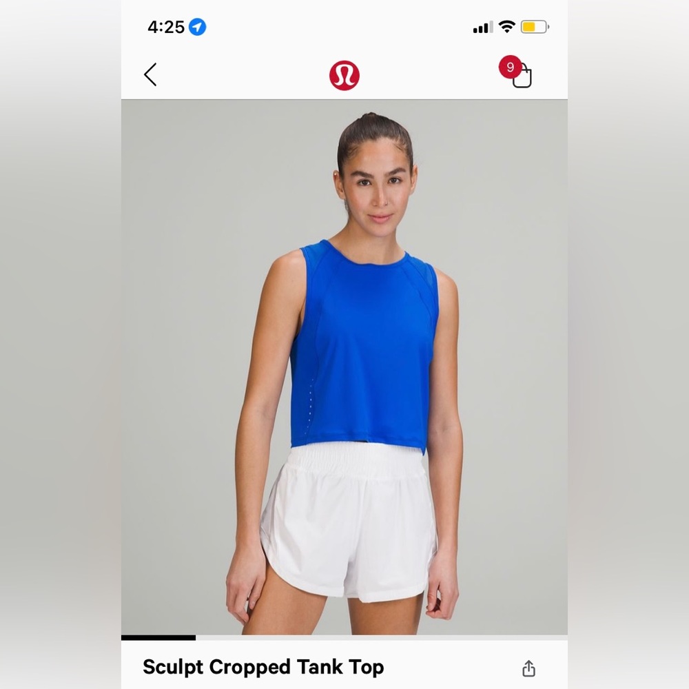 Lululemon sculpt cropped tank top